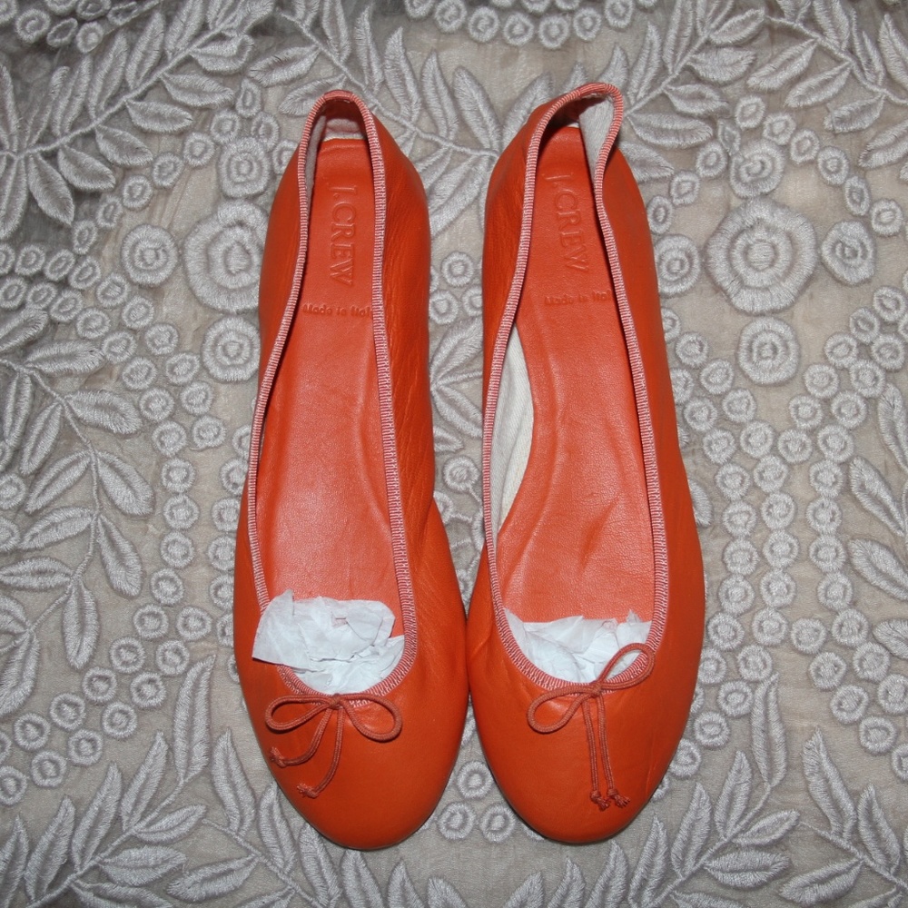 J. Crew Orange Classic Ballet Flats 9.5